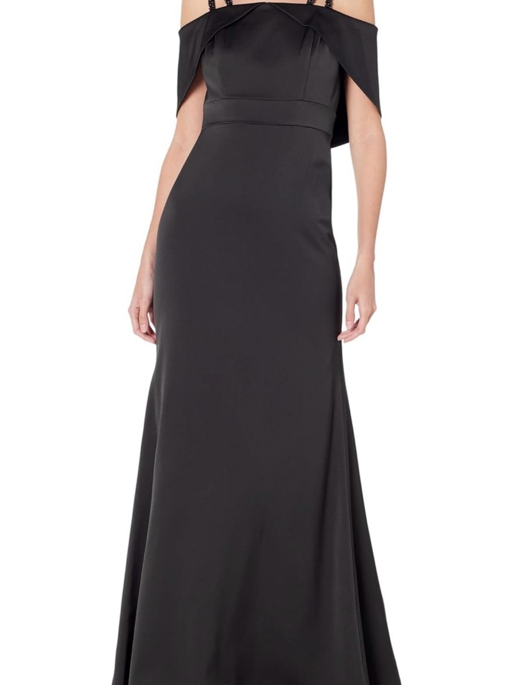 Aidan Mattox Black Off-Shoulder Maxi Gown